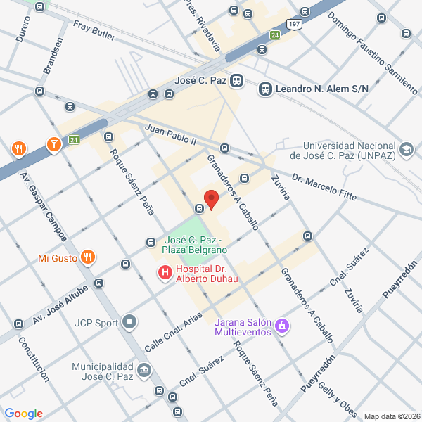 Map showing José C Paz