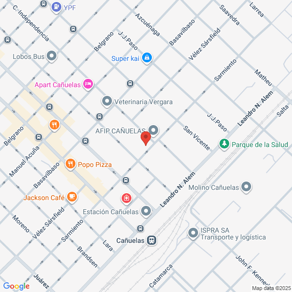 Map showing Cañuelas